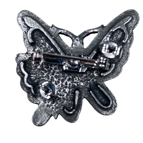 Vtg Estate Jewelry Butterfly Brooch Pin Intergrated Matching Earrings Set of 3 - Picture 6 of 8